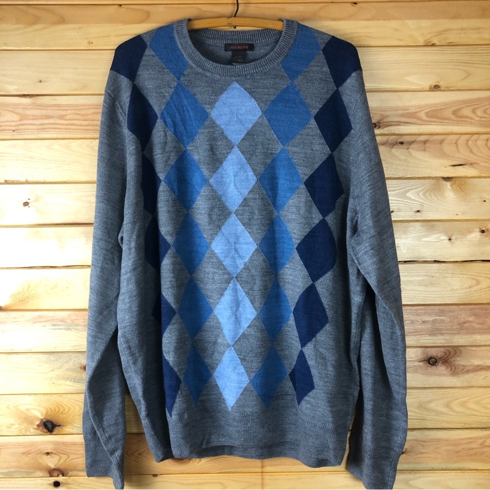2 pieces NWT blue, black & gray knit sweater WITH a NWT casual button down shirt